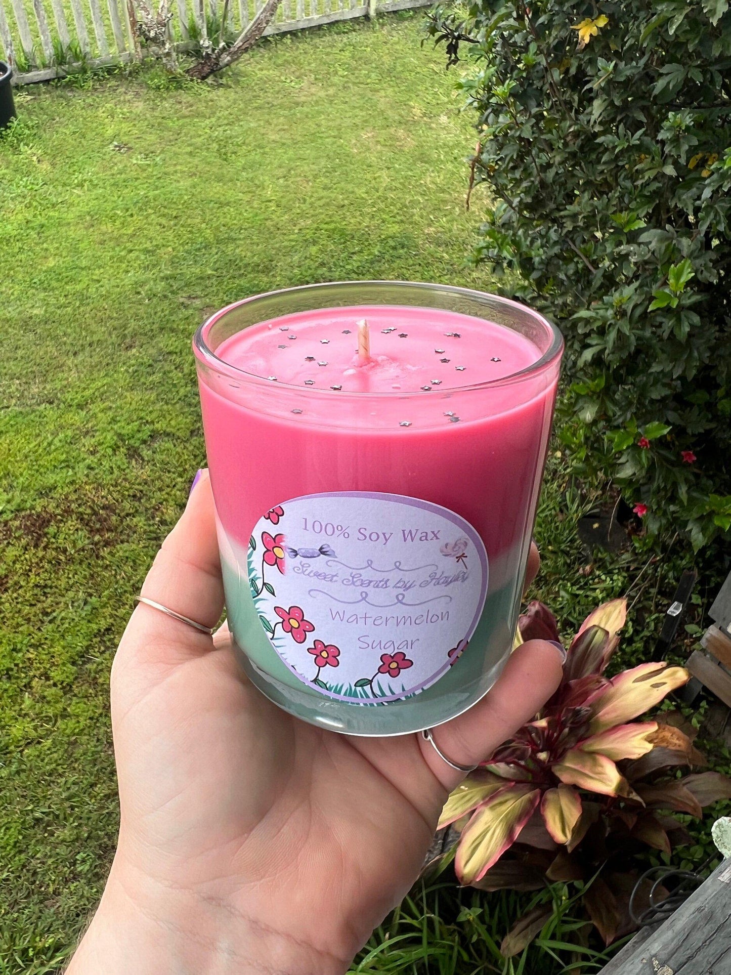 Watermelon Sugar layered candle